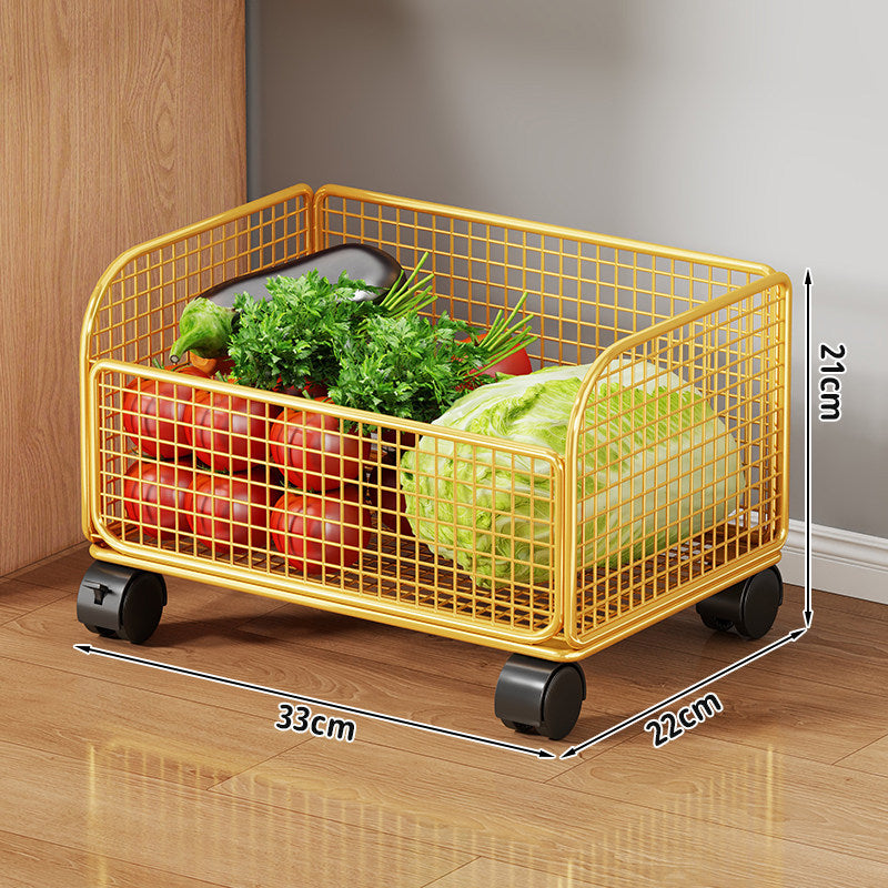 Two-Tier Metal Wire Kitchen Countertop Produce and Storage Rack with Removable Baskets