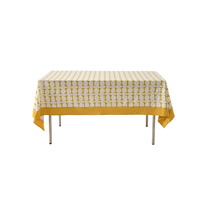 Cotton tablecloth with graphic all-over pattern and contrasting hem edge