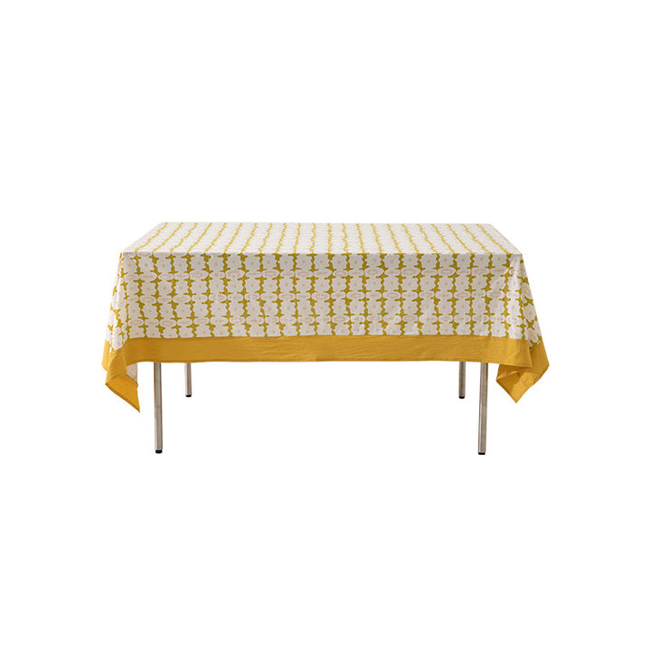 Cotton tablecloth with graphic all-over pattern and contrasting hem edge