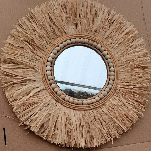 More Elegant Round Wall Mirror Made of Natural Rattan