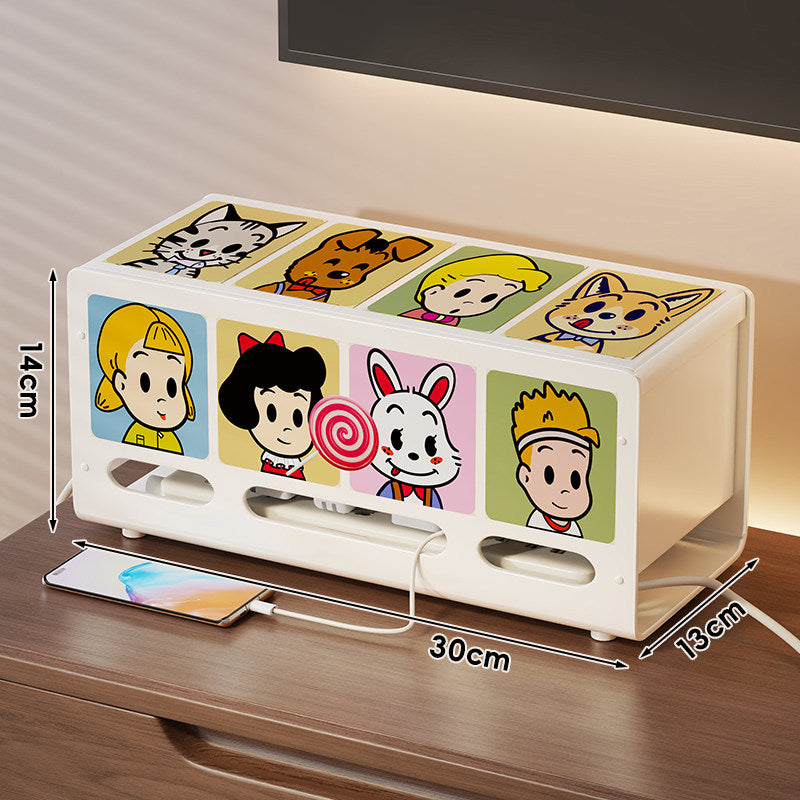 Decorative Cable Management Power Strip Organizer Box with Ventilated Panels