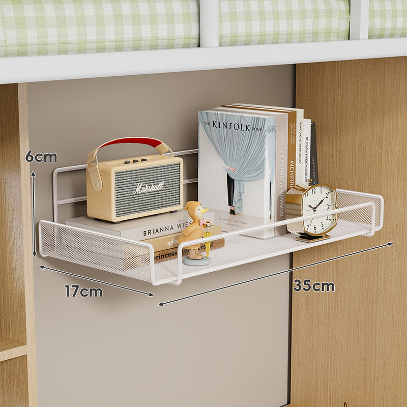 Wall-Mounted Ventilated Mesh Floating Shelf with Front Guard for Bedside and Desk Organizer