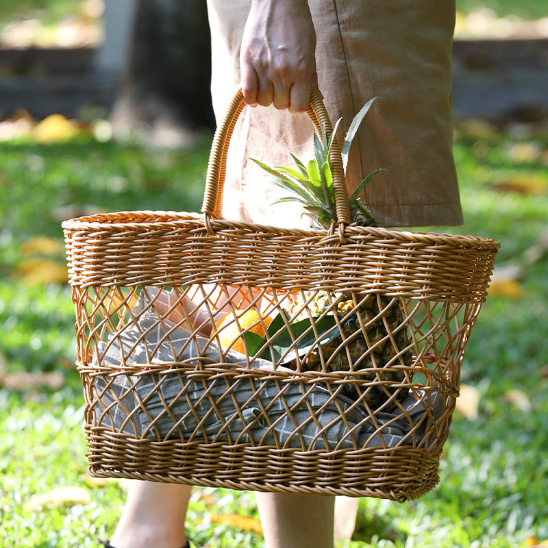 Handwoven Storage Basket With Sturdy Handles