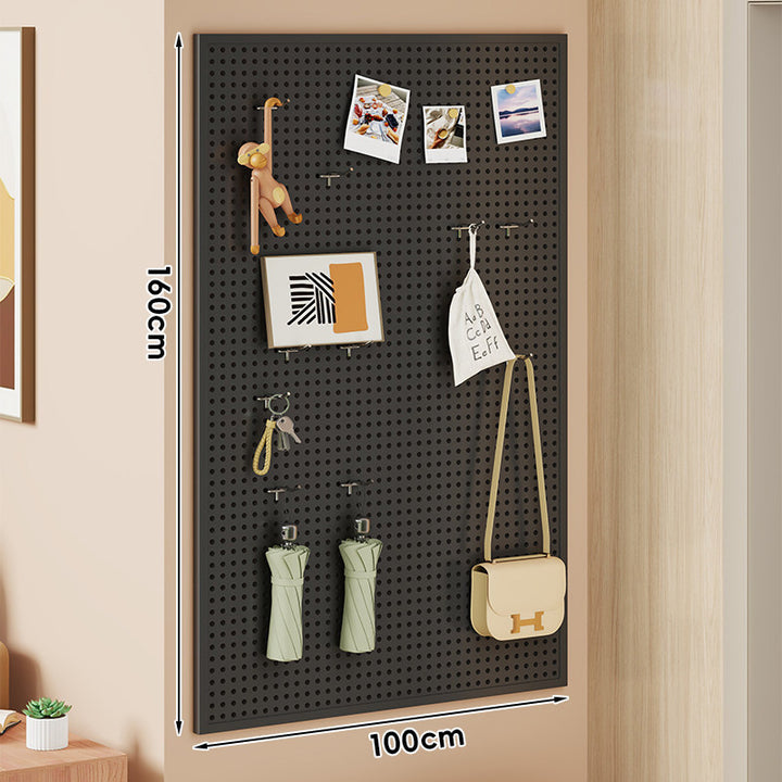 Wall-Mounted Perforated Pegboard Organizer Panel with Modular Hooks