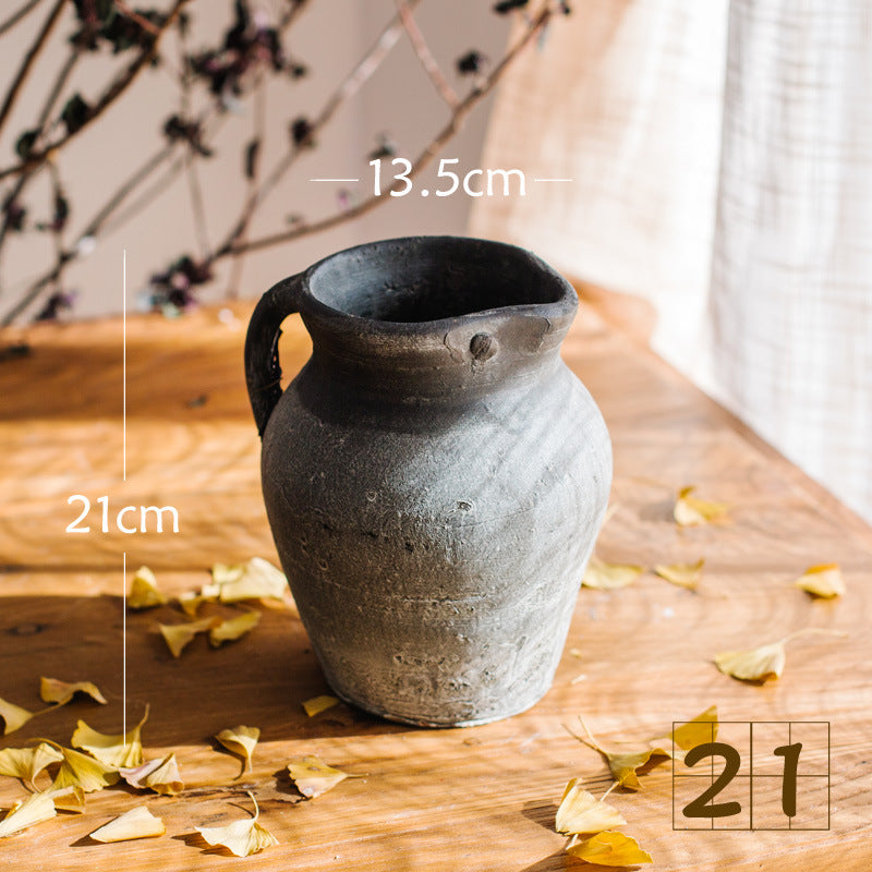 Rustic ceramic pot with handmade design