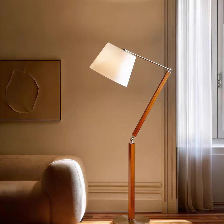 Adjustable wooden arch floor lamp