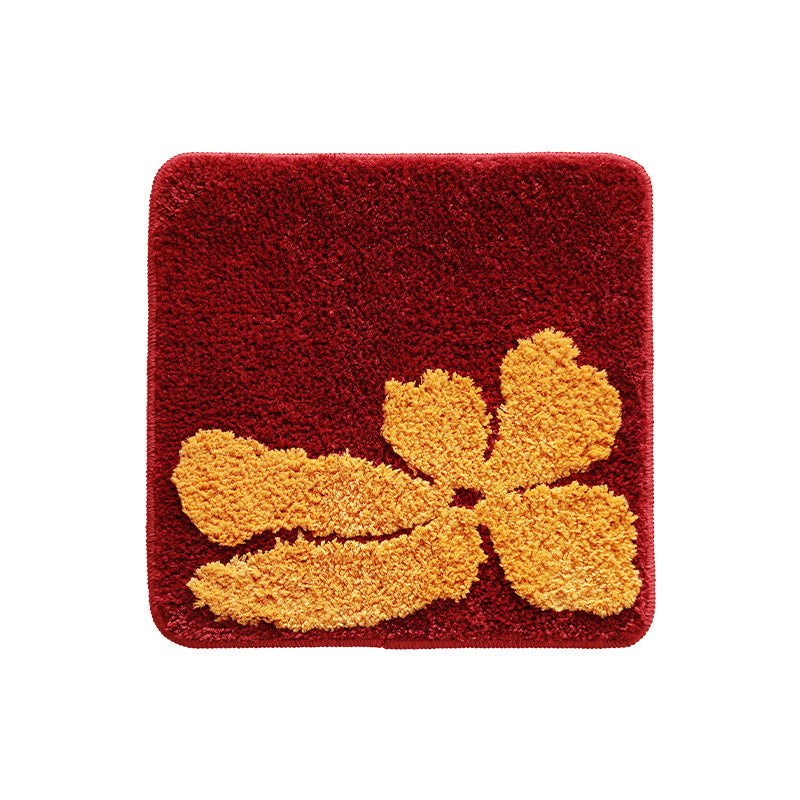 Square soft bath mat rug with three-dimensional pom-pom structure and non-slip backing