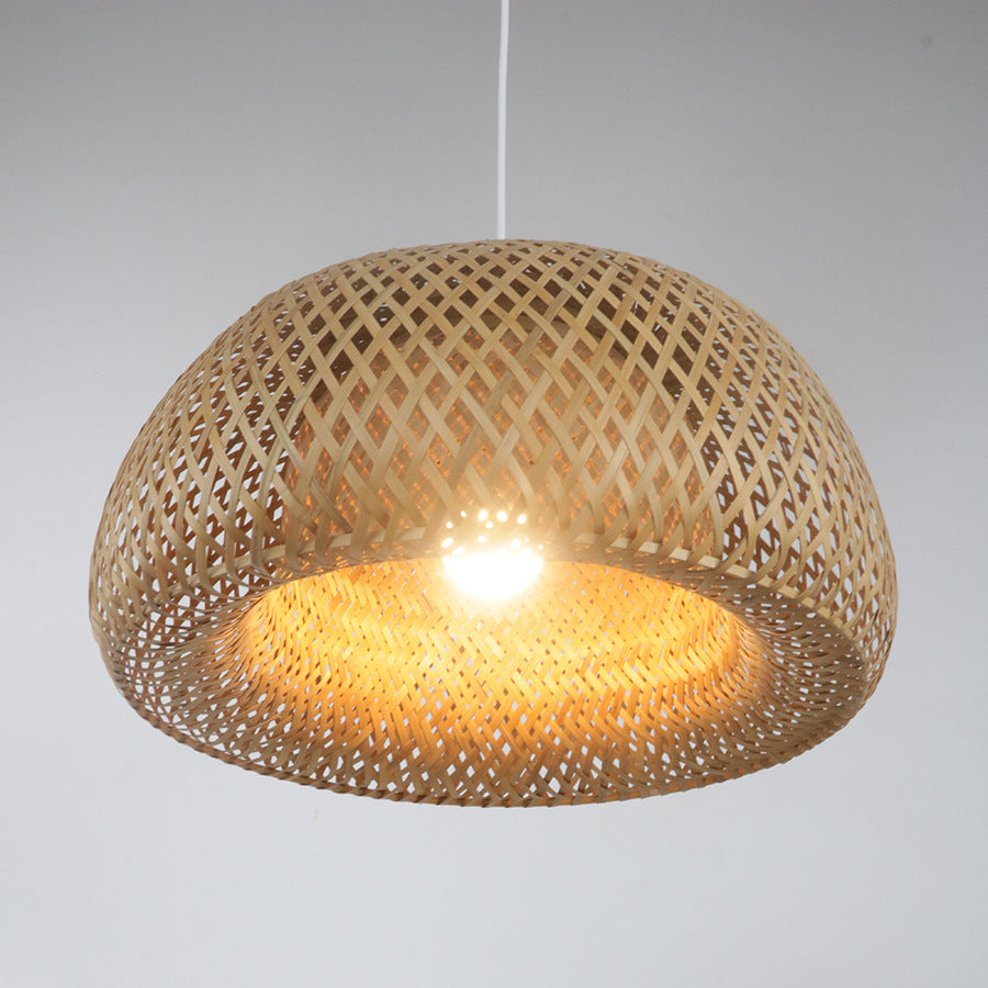 Elegant pendant lamp made of hand-woven rattan