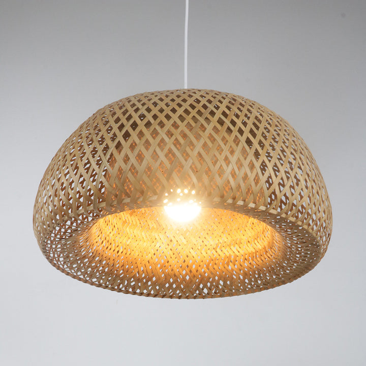 Elegant pendant lamp made of hand-woven rattan