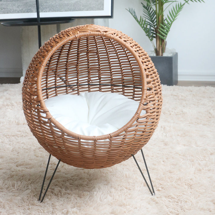 Cat Bed with Stylish Rattan Design