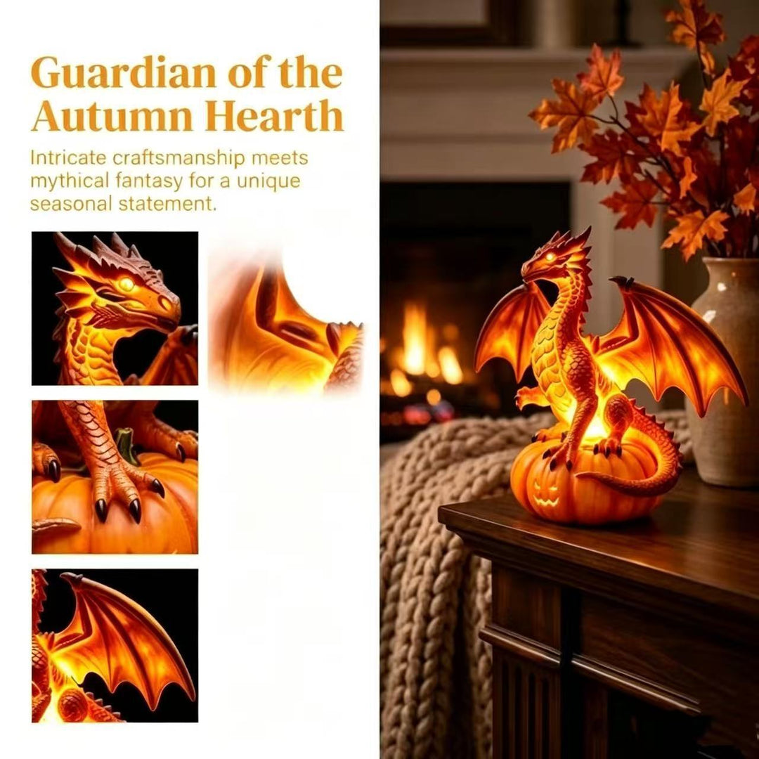Decorative dragon on pumpkin lamp