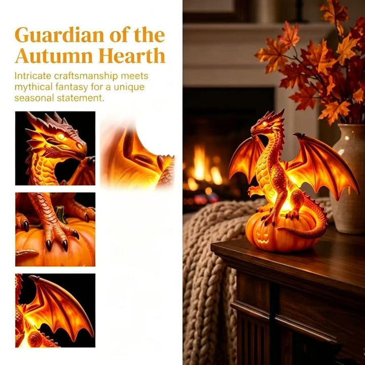 Decorative dragon on pumpkin lamp