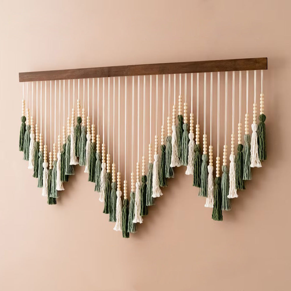 Artful macramé wall hanging with gradient and elegant tassels