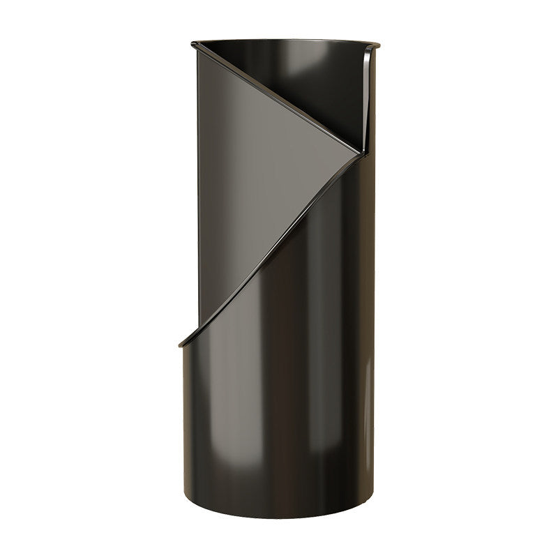 Tall Cylindrical Metal Umbrella Stand with Wood Base and Multi-Compartment Organizer