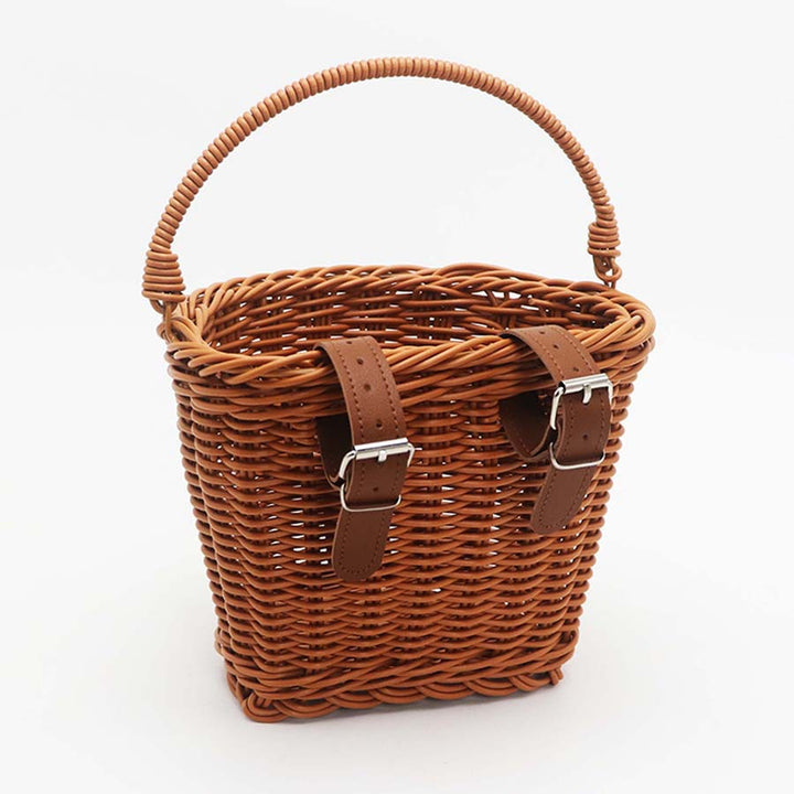 Practical hand basket with leather handles