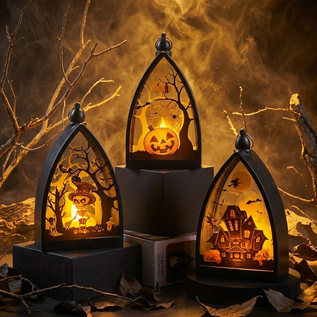 Layered Halloween Gothic Bow LED Lantern