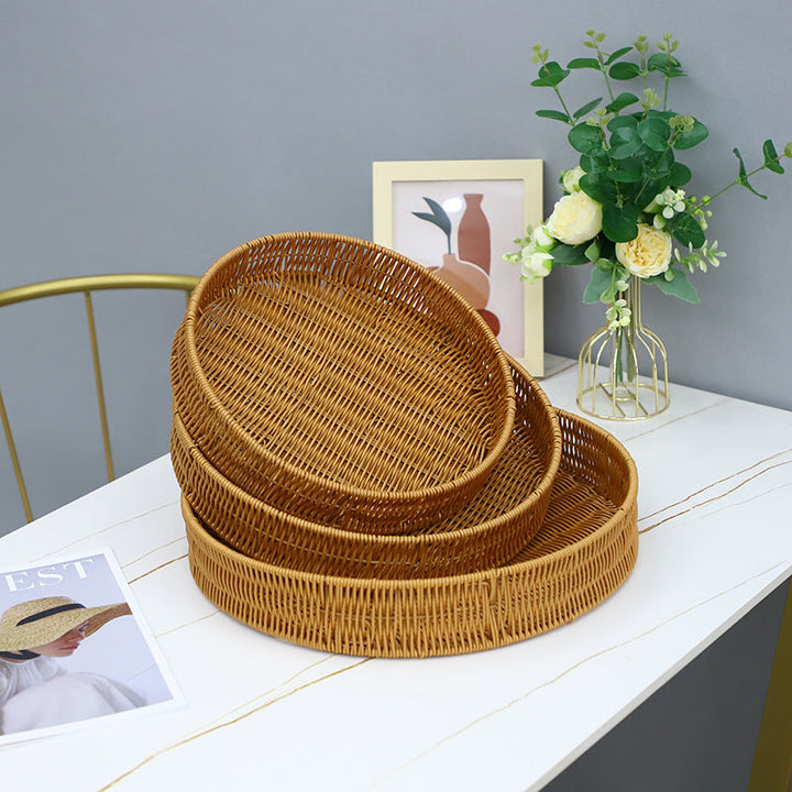 Round Artisan Woven Serving Tray