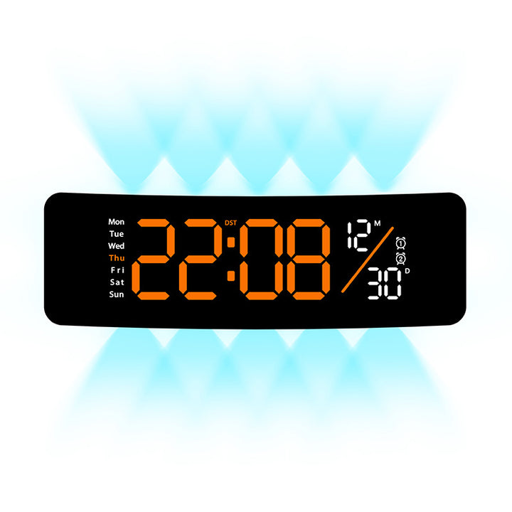 Digital display alarm clock with weekday display and temperature