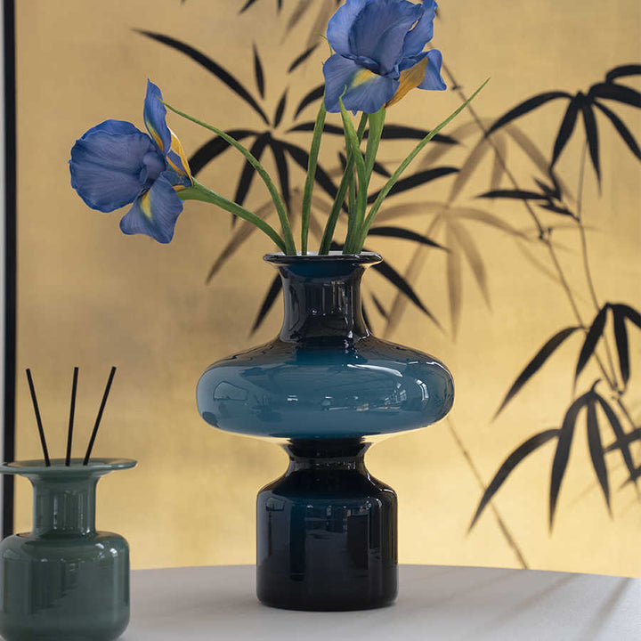 Sculptural Double-Gourd Blown Glass Tabletop Vase