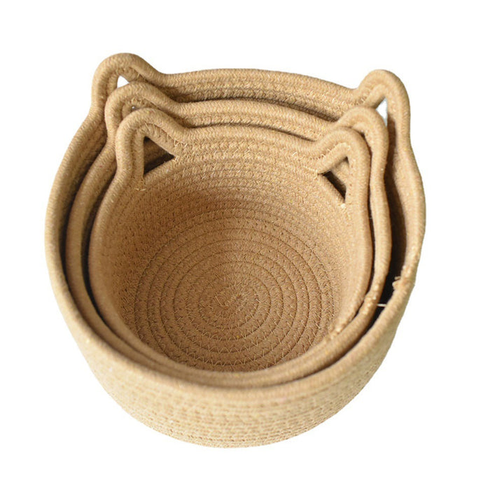 Cat-Eared Woven Storage Basket