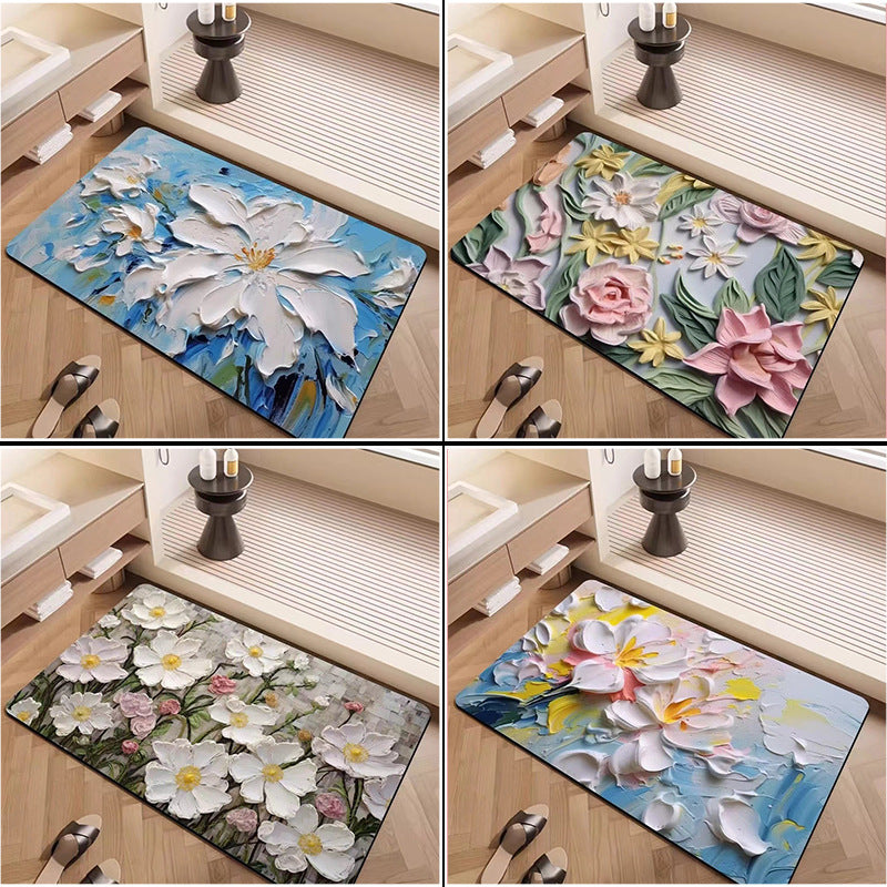 Luxury Textured Floral Bath Mat