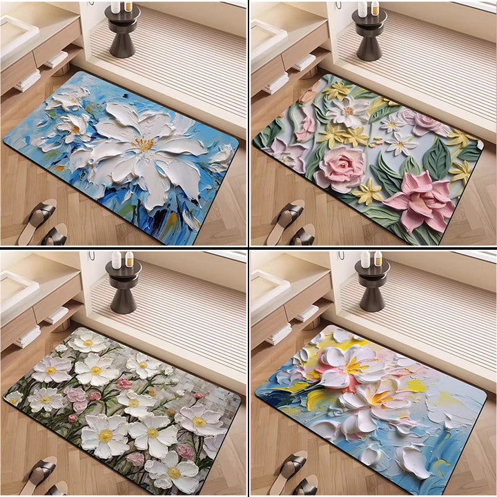 Luxury Textured Floral Bath Mat