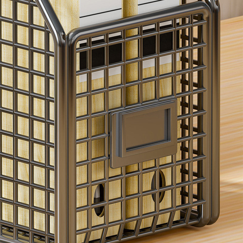 Desktop Mesh File Organizer with Vertical Magazine Slots and Label Holders
