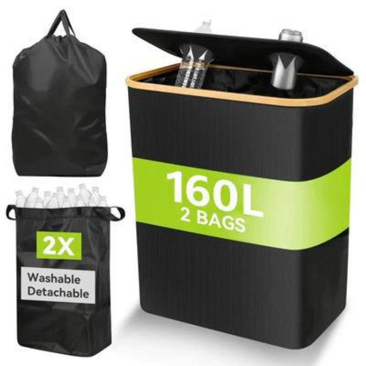 Multifunctional laundry storage box with bamboo lid
