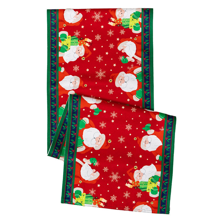 Table runner made of cotton blend fabric with a Christmas reindeer and star motif
