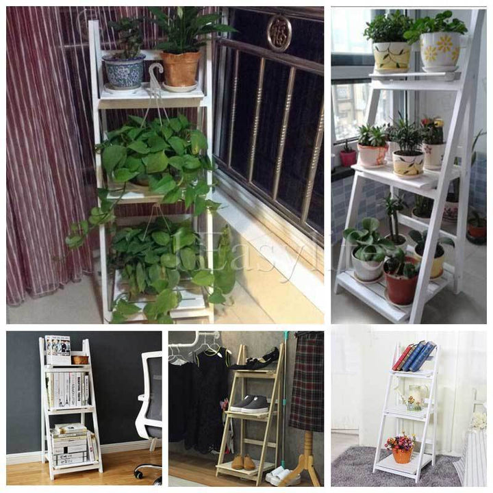 Multi-Tiered Wooden Ladder Shelf