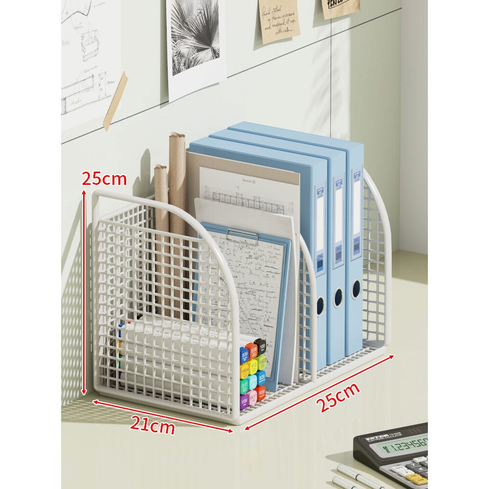 Multi-Tier Angled Metal Mesh Desktop File and Folder Organizer