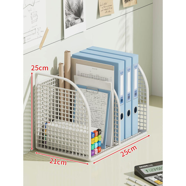 Multi-Tier Angled Metal Mesh Desktop File and Folder Organizer