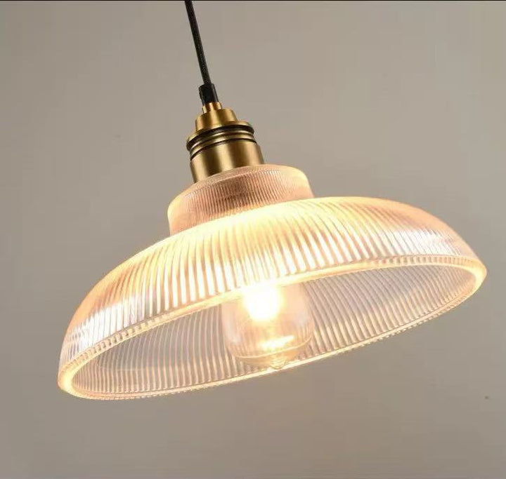 Rillenglas Industrial Pendant Light with Brass Socket