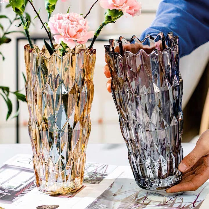 Geometric Cut Crystal Vase