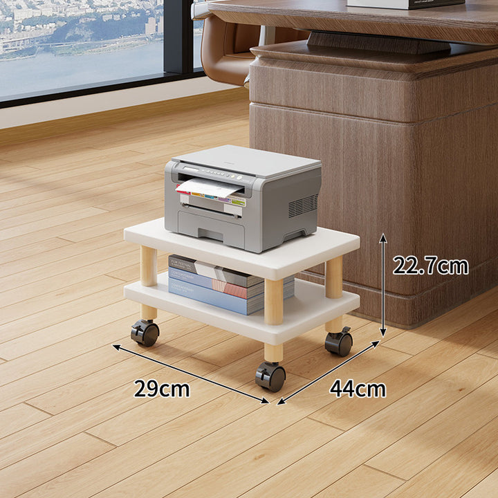 Compact Mobile Tiered Wooden Printer Stand with Swivel Casters
