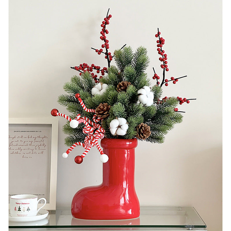 Playful Boot-Shaped Ceramic Flower Vase