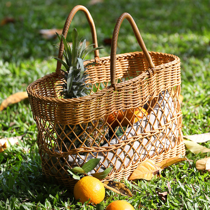 Handwoven Storage Basket With Sturdy Handles