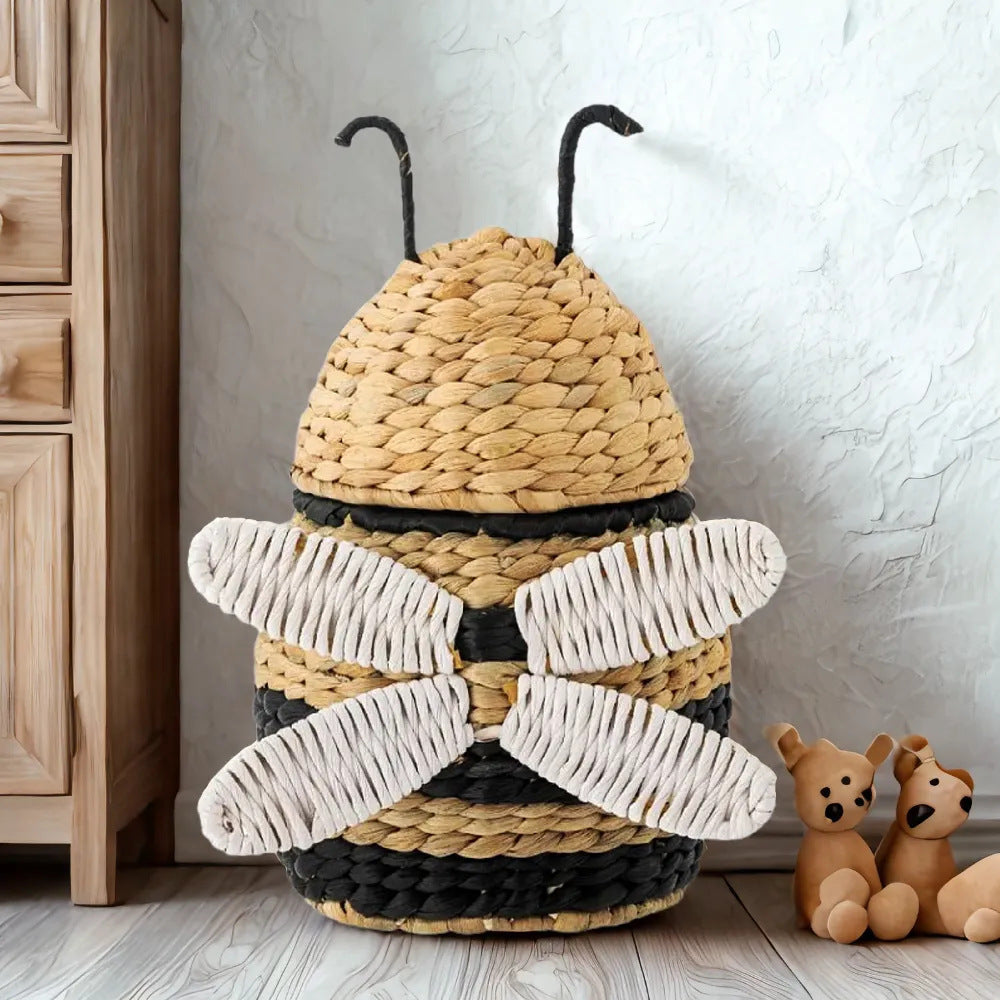 Handcrafted decoration basket made of natural materials
