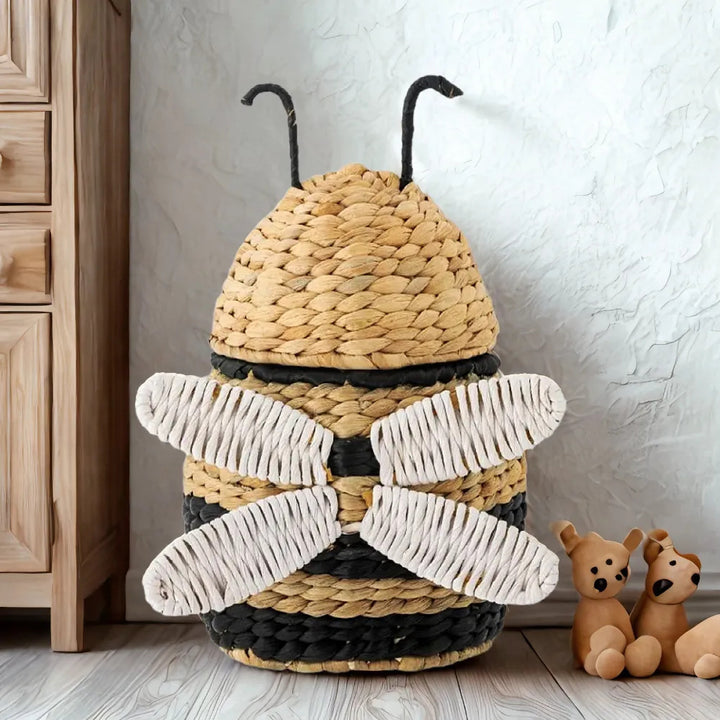 Handcrafted decoration basket made of natural materials