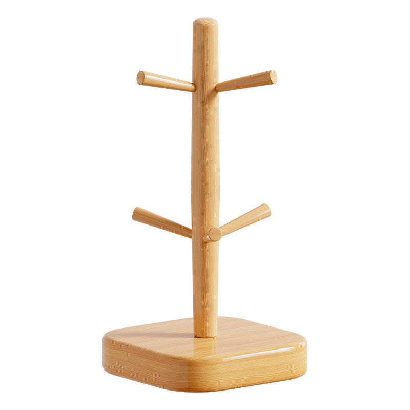 Wooden Four-Arm Mug Tree Stand for Countertop