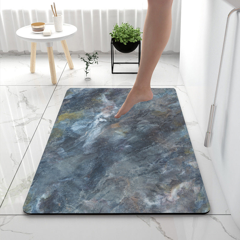 Soft Print Abstract Marble Bath Mat