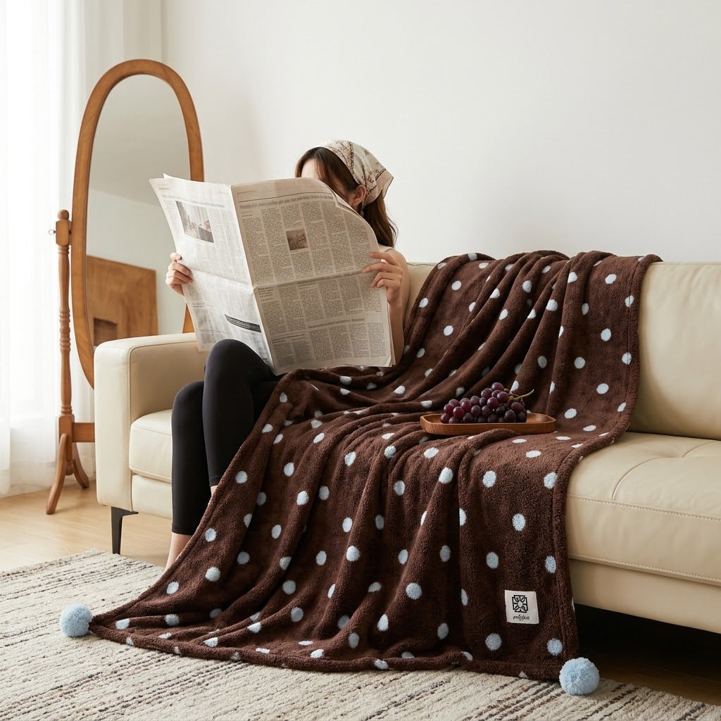Soft Cotton Dot Pattern Throw Blanket