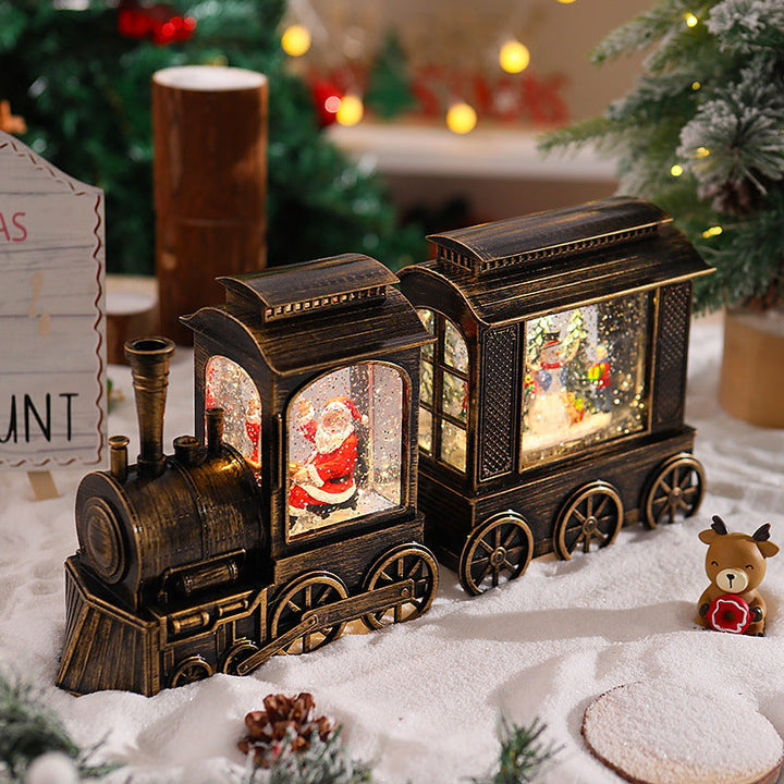Nostalgic Christmas Train Lantern with Moving Santa
