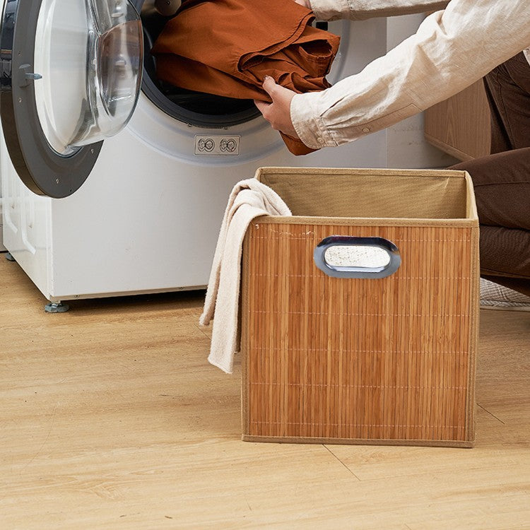 Laundry basket made of natural bamboo