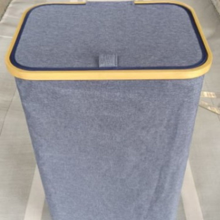 Stylish laundry basket with wooden lid