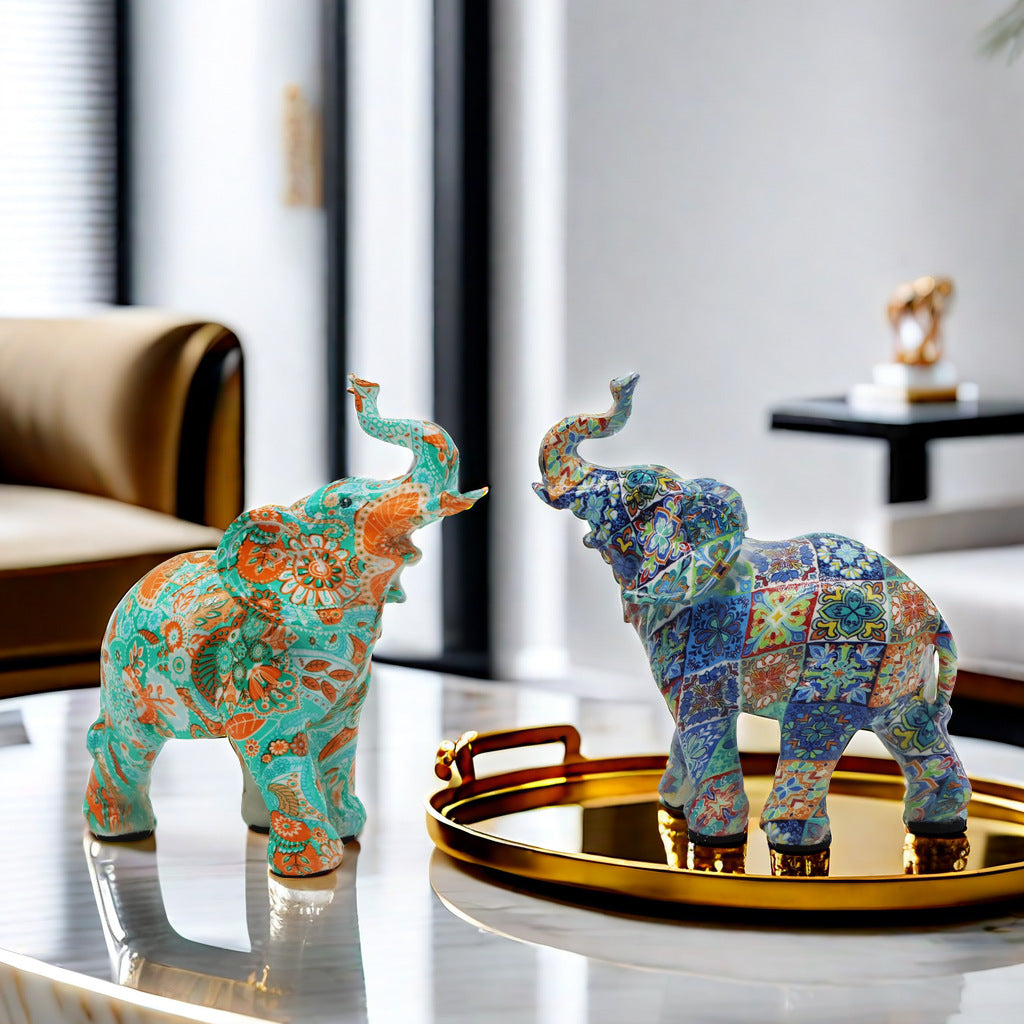 Colorful Elephants Figure