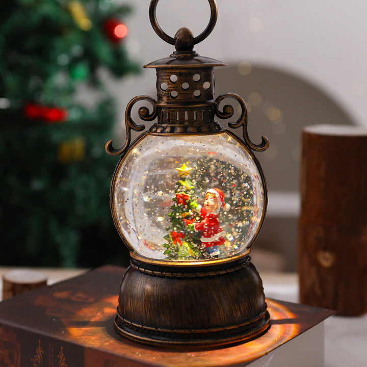 Nostalgic Christmas lantern with snow globe
