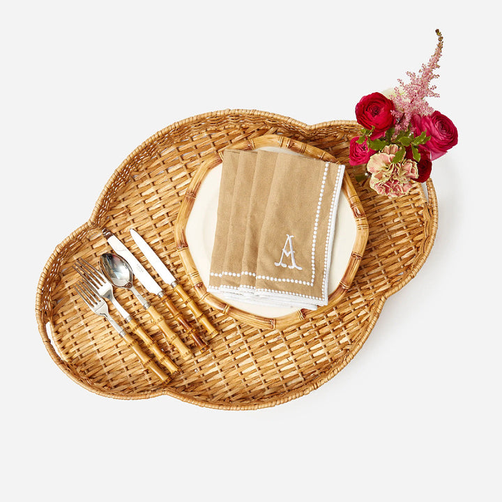 Decorative serving tray made of woven material