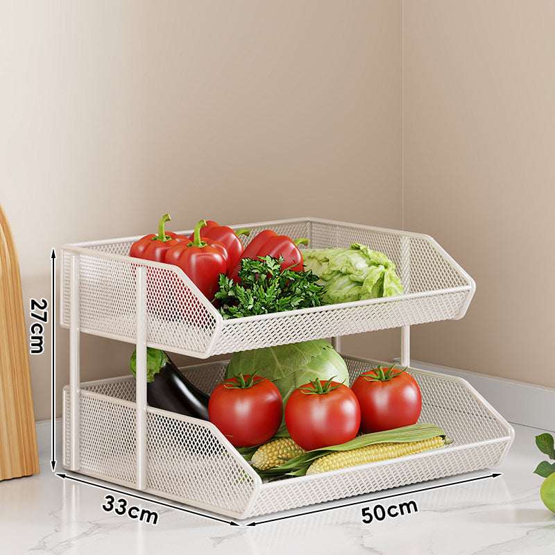 Triple-Tier Metal Mesh Countertop Produce and Pantry Organizer