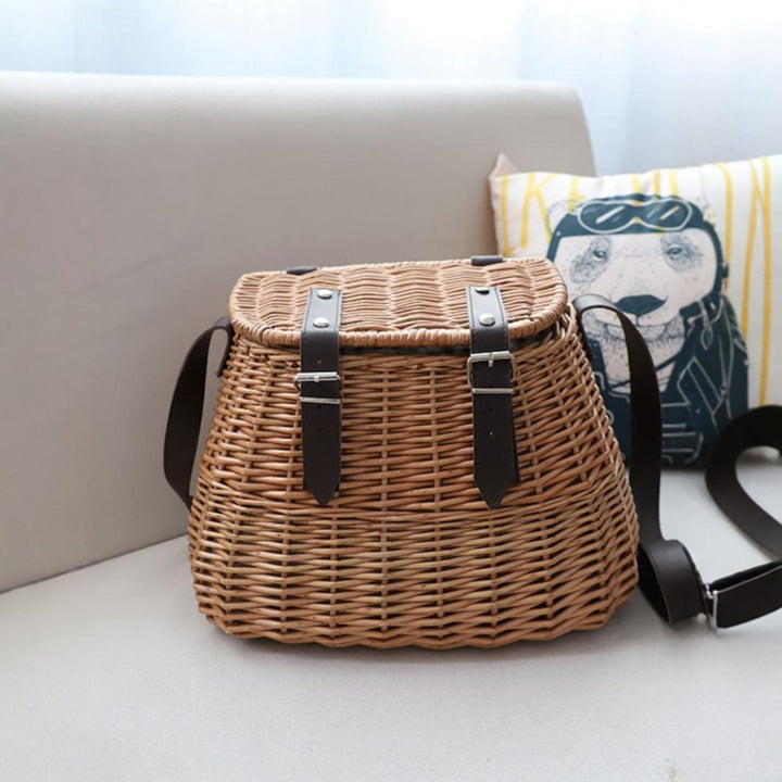 High-quality shopping basket with leather handles